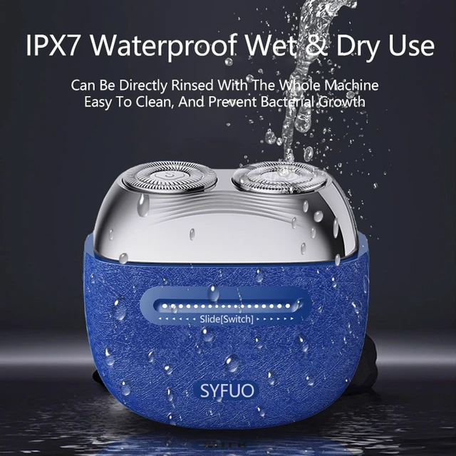 Alt view image 5 of 7 - Mini Electric Shavers for Men, Portable Electric Razor with IPX7 Waterproof, Wet and Dry Shaving, USB-C Rechargeable Beard Shaver for Travel, Home, Blue