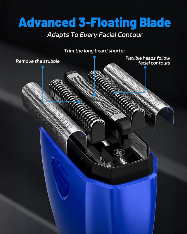 Alt view image 3 of 7 - Electric Foil Shavers for Men, Cordless Mini Face Razor with Fast Charging | IPX7 Waterproof, Wet Dry Shaver, Magnetic Cover, USB-C Charging, Precision Blades, Electric Razor for Travel & Home