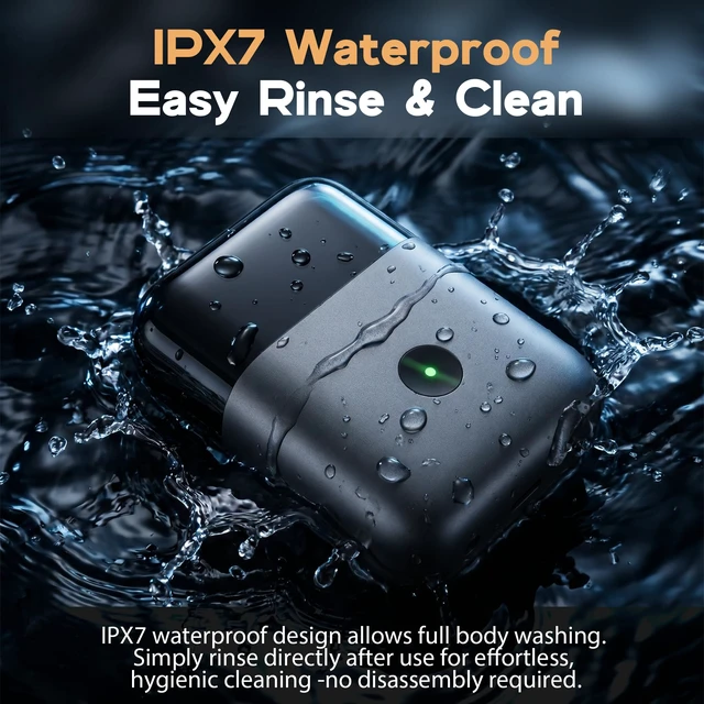 Alt view image 4 of 7 - Travel Razor for Men, USB-C Charging Portable Foil Shaver (Black) | Compact travel shaver with 3D floating, IPX7 waterproof wet/dry, hypoallergenic for sensitive skin.