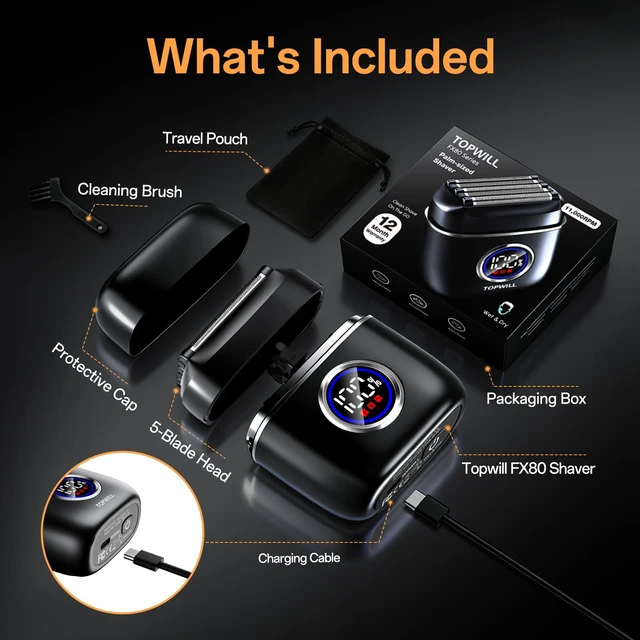 Alt view image 6 of 7 - Electric Razor for Men, 5-Blade Portable Foil Shaver | Travel Mini Shaver Powerful Palm-Sized, Wet & Dry Use