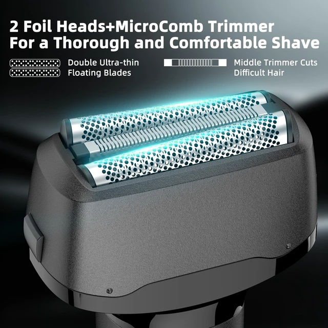 Alt view image 2 of 7 - Men's Electric Shaver, Foil Shaver with Floating Blade, Wet and Dry Electric Shaver for Men with Pop Up Precision Trimmer, Type-C Rechargeable, Waterproof, Smart LED (Black)