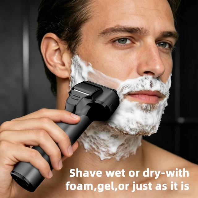 Alt view image 3 of 7 - Men's Electric Shaver, Foil Shaver with Floating Blade, Wet and Dry Electric Shaver for Men with Pop Up Precision Trimmer, Type-C Rechargeable, Waterproof, Smart LED (Black)