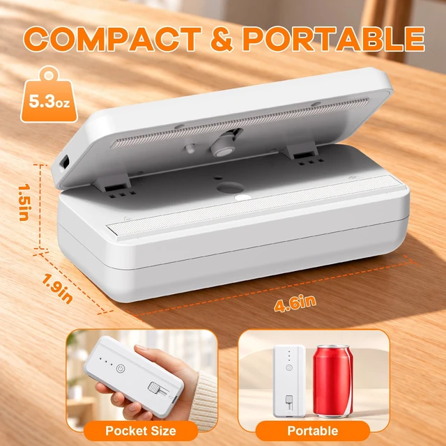 Alt view image 2 of 7 - Mini Bag Sealer Rechargeable Plastic Bag Sealer with Magnet &Cutter | Sealer Machine with 3 Gear Adjustable, Portable Heat Sealer, Bag Resealer for Chips Snacks Mylar, Packaging Home Bakers Gift