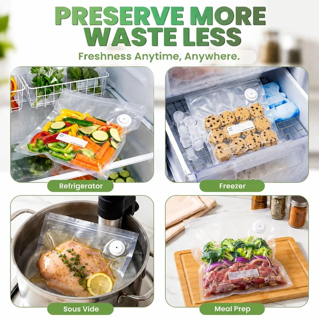 Alt view image 5 of 7 - Handheld Wireless Vacuum Sealer with 30 Reusable Bags for Food Storage | Compact Vacuum Sealer, One-Button Operation, Rechargeable, BPA-Free Bags, Home Kitchen, Fresh 6X Longer