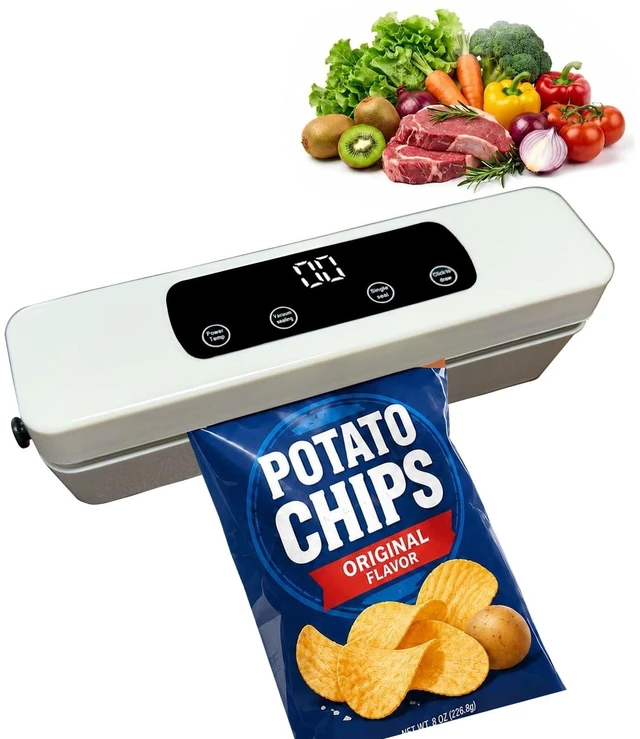 Main image of Mini Bag Sealer 4in 1 Heat Bag Sealer with Vacuum | 3-Gear Adjustable Heat and LED Display Digital Timer Ideal for Keeping All Kinds of Snacks Fresh/meat/friut