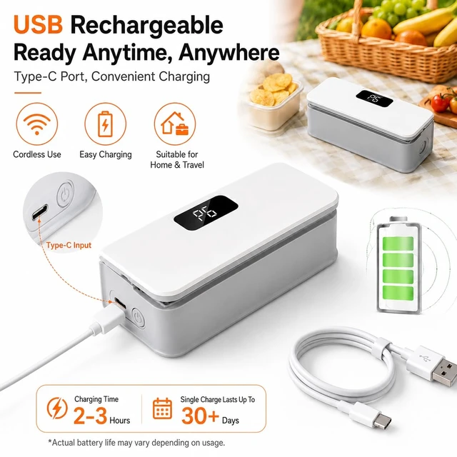 Alt view image 5 of 7 - Mini Bag Sealer, Rechargeable Plastic Bag Sealer with Magnet &Cutter | Upgraded Mini Heat Sealer with LED Display & 8 Heat Levels, Portable Bag Resealer with Cutter for Chips, Mylar & Plastic Bags