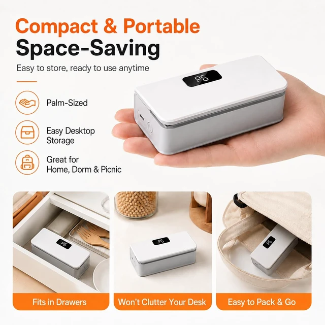 Alt view image 6 of 7 - Mini Bag Sealer, Rechargeable Plastic Bag Sealer with Magnet &Cutter | Upgraded Mini Heat Sealer with LED Display & 8 Heat Levels, Portable Bag Resealer with Cutter for Chips, Mylar & Plastic Bags