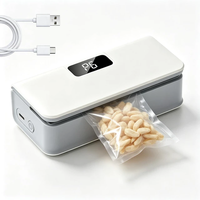 Main image of Mini Bag Sealer with 6 Adjustable Levels for Chip Plastic & Mylar Bagswhite | Rechargeable Mini Bag Sealer,LED Display, with Cutter and Magnet,For Food Storage,Portable Bag Resealer