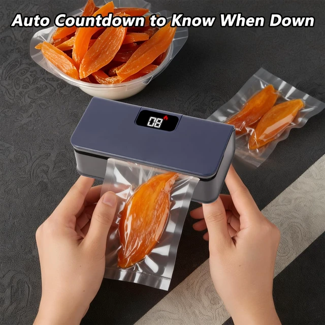 Alt view image 6 of 7 - Mini Bag Sealer,Rechargeable Sealer Machine with LED Power Display,Heat Sealer and Cutter with 6 Adjustable Gears,Portable Bag Resealer for Chips Snacks Mylar Bags (Blue)