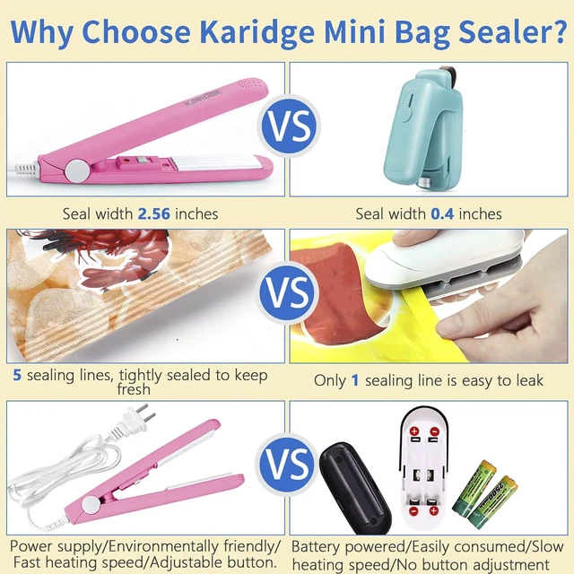 Alt view image 3 of 6 - chip Bag Sealer Mini, Handheld Heat Sealer for Chip Bags and Mylar Bags, Portable Bag Resealer for Food Storage - Pink