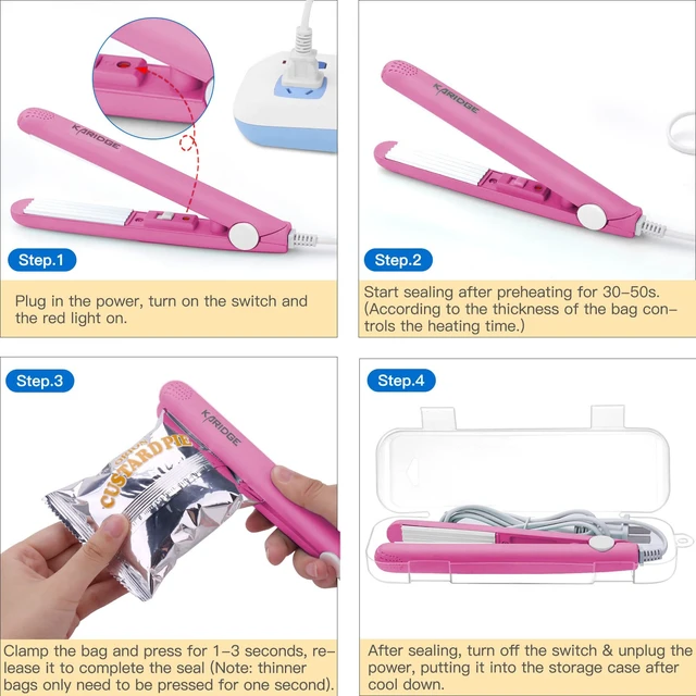 Alt view image 4 of 6 - chip Bag Sealer Mini, Handheld Heat Sealer for Chip Bags and Mylar Bags, Portable Bag Resealer for Food Storage - Pink