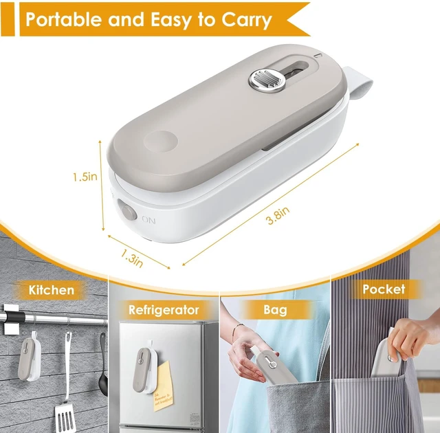 Alt view image 3 of 7 - Mini Bag Sealer, Bag Sealer with Cutter 2 in 1 Heat Sealer, Portable Chip Sealer Handheld Food Sealer Mini Sealing Machine For Plastic Bags Chip Bags Food Storage (Battery Included)