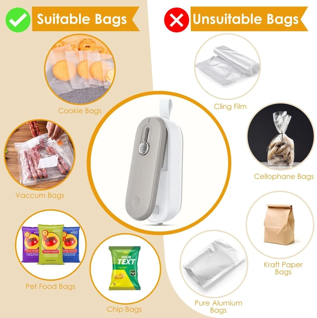 Alt view image 7 of 7 - Mini Bag Sealer, Bag Sealer with Cutter 2 in 1 Heat Sealer, Portable Chip Sealer Handheld Food Sealer Mini Sealing Machine For Plastic Bags Chip Bags Food Storage (Battery Included)