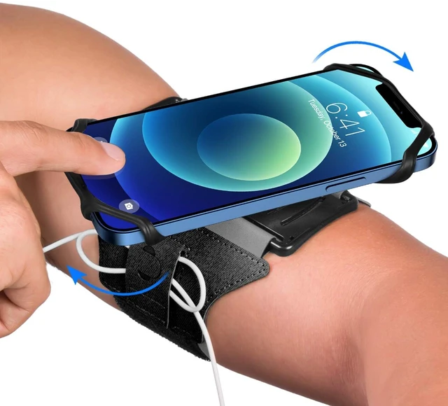 Main image of Running Armband 360°Rotatable for iPhone 17/16/15/14/13/Pro Max/Pro/Mini/12/11/SE/Xs/XR/X/8/7/Plus, Fits All 4-6.7 Inch Smartphones, with Key Holder Phone Armband for Running Hiking Biking (Black)