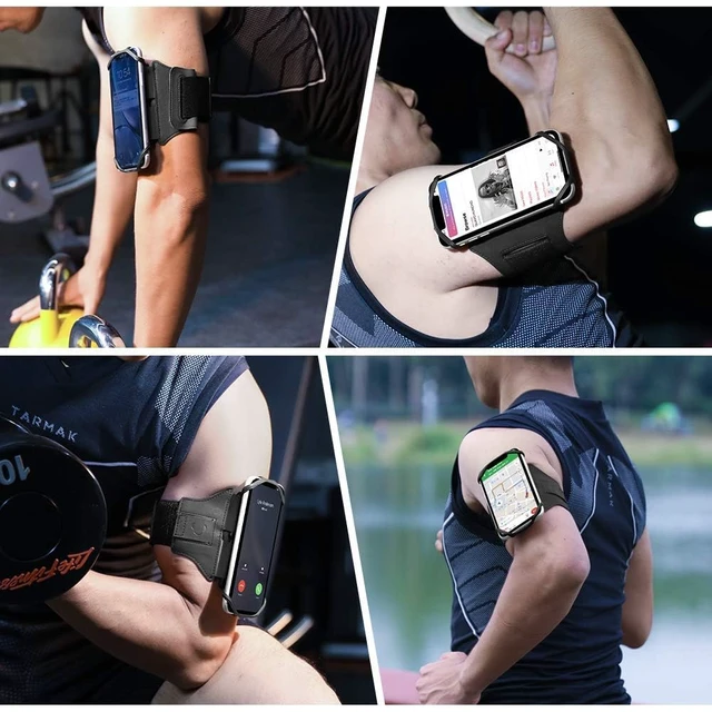 Alt view image 2 of 7 - Running Armband 360°Rotatable for iPhone 17/16/15/14/13/Pro Max/Pro/Mini/12/11/SE/Xs/XR/X/8/7/Plus, Fits All 4-6.7 Inch Smartphones, with Key Holder Phone Armband for Running Hiking Biking (Black)