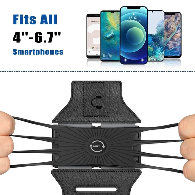 Alt view image 5 of 7 - Running Armband 360°Rotatable for iPhone 17/16/15/14/13/Pro Max/Pro/Mini/12/11/SE/Xs/XR/X/8/7/Plus, Fits All 4-6.7 Inch Smartphones, with Key Holder Phone Armband for Running Hiking Biking (Black)