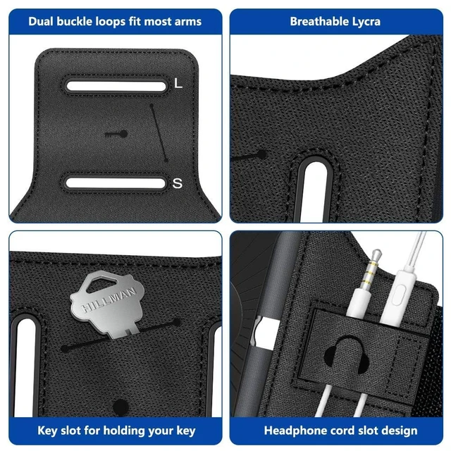 Alt view image 6 of 7 - Running Armband 360°Rotatable for iPhone 17/16/15/14/13/Pro Max/Pro/Mini/12/11/SE/Xs/XR/X/8/7/Plus, Fits All 4-6.7 Inch Smartphones, with Key Holder Phone Armband for Running Hiking Biking (Black)