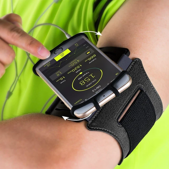 Alt view image 7 of 7 - Running Armband 360°Rotatable for iPhone 17/16/15/14/13/Pro Max/Pro/Mini/12/11/SE/Xs/XR/X/8/7/Plus, Fits All 4-6.7 Inch Smartphones, with Key Holder Phone Armband for Running Hiking Biking (Black)