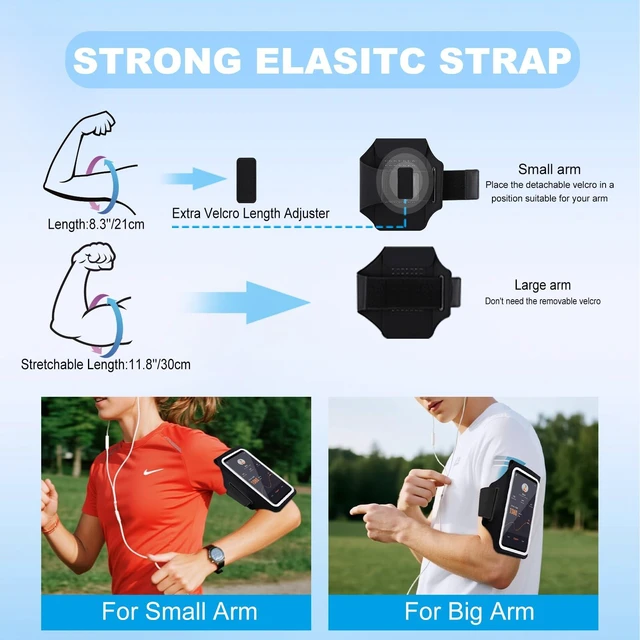 Alt view image 3 of 7 - Running Armband with Earphone Pouch & Card Slot, Up to 6.8" Phones | Black Zipper Pockets, Anti-Drop Buckle, Running Phone Holder for iPhone 17 Pro Max Galaxy S26 Ultra, Gym Workouts Jogging