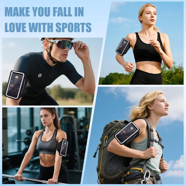 Alt view image 7 of 7 - Running Armband with Earphone Pouch & Card Slot, Up to 6.8" Phones | Black Zipper Pockets, Anti-Drop Buckle, Running Phone Holder for iPhone 17 Pro Max Galaxy S26 Ultra, Gym Workouts Jogging