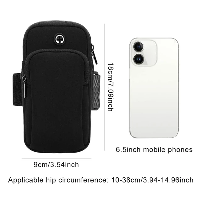 Alt view image 2 of 7 - Phone Holder for Running, Under 7 in Arm Band Smartphone Holder | Arm Phone Holder, Adjustable Sports Arm Sleeve Cell Phone Pouch with Dual Pockets for Keys Cards Gym Workout Men Women