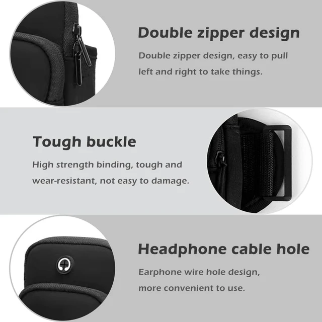 Alt view image 7 of 7 - Phone Holder for Running, Under 7 in Arm Band Smartphone Holder | Arm Phone Holder, Adjustable Sports Arm Sleeve Cell Phone Pouch with Dual Pockets for Keys Cards Gym Workout Men Women