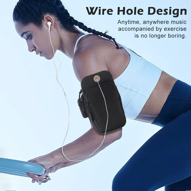 Alt view image 5 of 7 - Phone Holder for Running, Under 7 in Arm Band Smartphone Holder | Arm Phone Holder, Adjustable Sports Arm Sleeve Cell Phone Pouch with Dual Pockets for Keys Cards Gym Workout Men Women