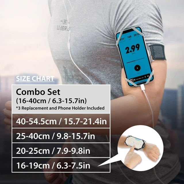Alt view image 6 of 7 - Run Tie, Universal Running Phone Armband for 4"-6.7" Smartphones | Sweat Wicking, Skin-Friendly & Washable Silicone Strap, Workout Phone Arm Holder for Running (Black - L Arm Size 9.8-15.7")