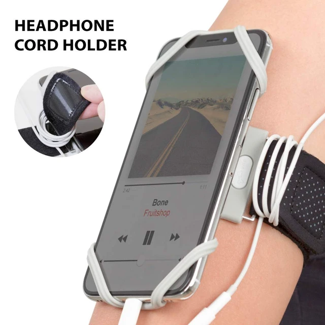 Alt view image 7 of 7 - Run Tie, Universal Running Phone Armband for 4"-6.7" Smartphones | Sweat Wicking, Skin-Friendly & Washable Silicone Strap, Workout Phone Arm Holder for Running (Black - L Arm Size 9.8-15.7")