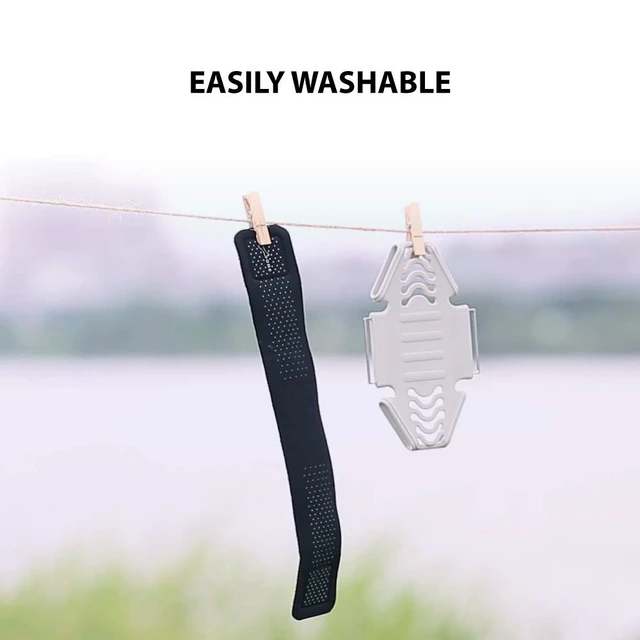 Alt view image 5 of 7 - Run Tie, Universal Running Phone Armband for 4"-6.7" Smartphones | Sweat Wicking, Skin-Friendly & Washable Silicone Strap, Workout Phone Arm Holder for Running (Black - L Arm Size 9.8-15.7")