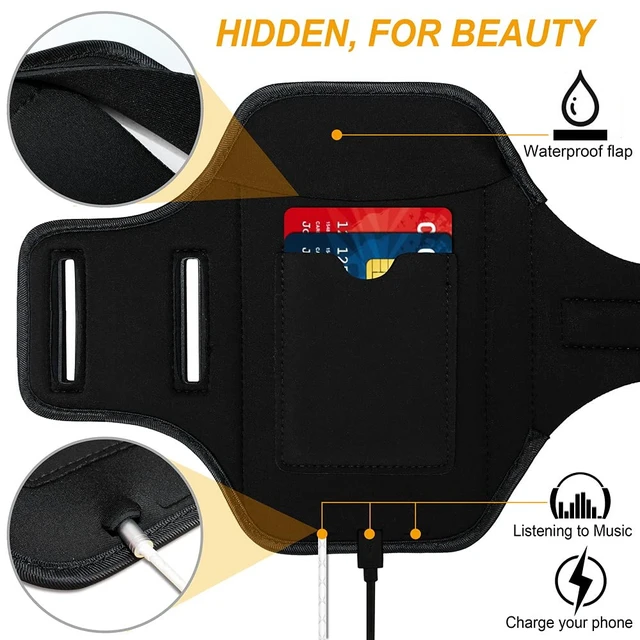 Alt view image 4 of 7 - Armband for iPhone 16 Pro Max/16 Plus/15 Pro Max/15 Plus/iPhone 14 Pro Max/14 Plus/13 Pro Max/12 Pro Max/11 Pro Max/Xs Max,Running Exercise Arm Band with Card Slot for iPhone Max (Black)