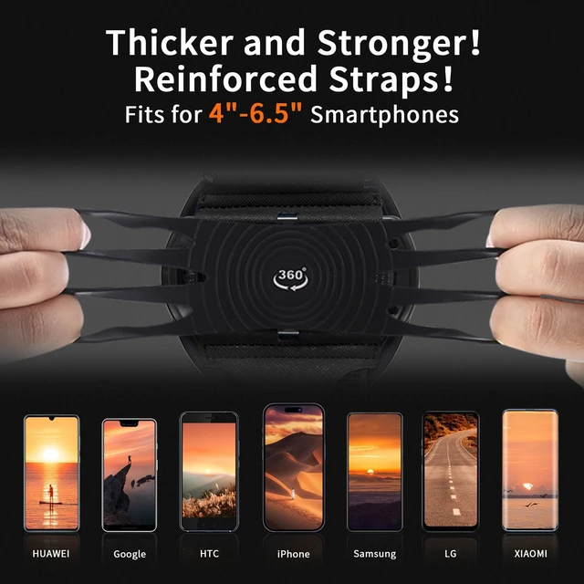 Alt view image 2 of 7 - Running Armband 360°Rotatable,Arm Band for Phone Fits All 4''-6.5'' Smartphones,Compatible with iPhone 17/16/15pm/p,Workout Cellphone Holder with Key Holder,for Running Hiking Biking Walking