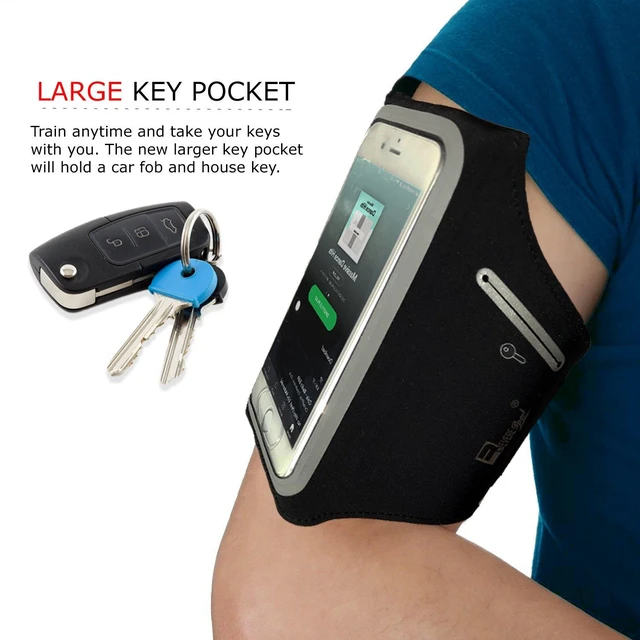 Alt view image 2 of 7 - Waterproof Armband for iPhone Pro Max 17/16/15/14/13/12 Plus/Air with Extra Pockets for Keys, Cash and Credit Cards. Running Phone Arm Holder for Sports, Gym Workouts and Exercise