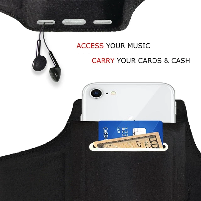 Alt view image 3 of 7 - Waterproof Armband for iPhone Pro Max 17/16/15/14/13/12 Plus/Air with Extra Pockets for Keys, Cash and Credit Cards. Running Phone Arm Holder for Sports, Gym Workouts and Exercise