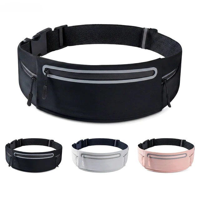 Main image of Running Belt for Women Men, Slim No-Bounce Waist Pack, Water Resistant Reflective Phone Holder Fits Phones up to 7.5 inch, Adjustable Fanny Pack for Running Jogging HikingBlack