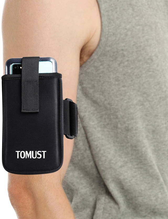 Main image of Phone Armband with Three Strap, Adjustable Running Arm Band | Secure Fit During Activities; Fits Most iPhone and Android Smartphones; Built-in Pocket; Reflective Logo for Low Visibility