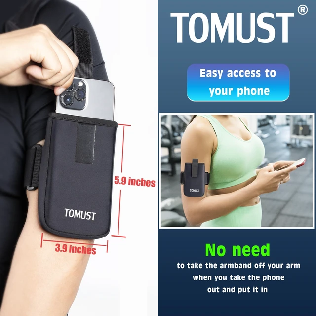 Alt view image 2 of 7 - Phone Armband with Three Strap, Adjustable Running Arm Band | Secure Fit During Activities; Fits Most iPhone and Android Smartphones; Built-in Pocket; Reflective Logo for Low Visibility