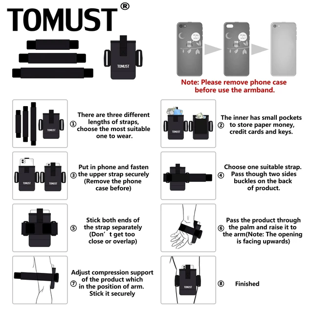 Alt view image 3 of 7 - Phone Armband with Three Strap, Adjustable Running Arm Band | Secure Fit During Activities; Fits Most iPhone and Android Smartphones; Built-in Pocket; Reflective Logo for Low Visibility