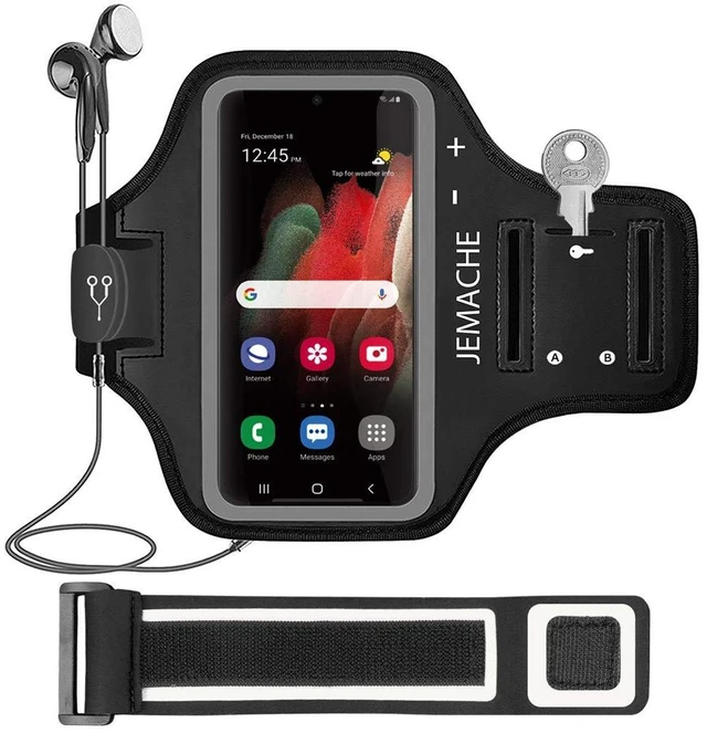 Main image of Running Armband for Samsung Galaxy S26 S25 S24 S23 S22 (Black) | Water Resistant & Breathable Material, Workouts Arm Band with Earphone Holder