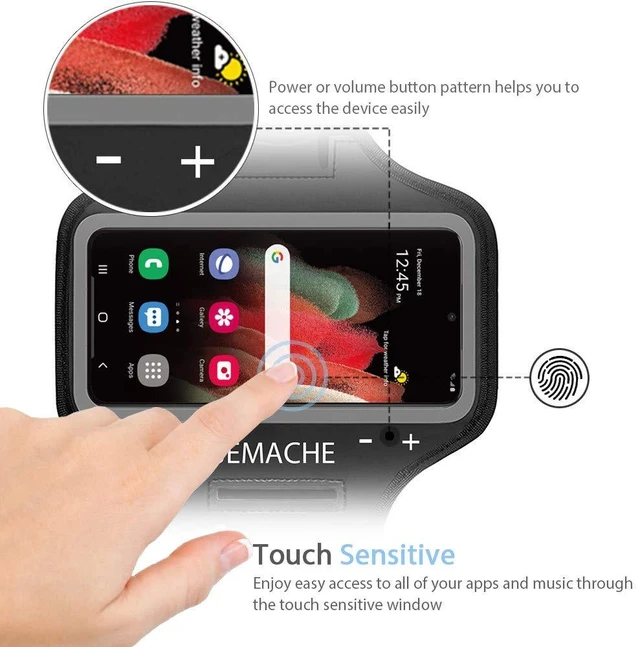 Alt view image 2 of 7 - Running Armband for Samsung Galaxy S26 S25 S24 S23 S22 (Black) | Water Resistant & Breathable Material, Workouts Arm Band with Earphone Holder
