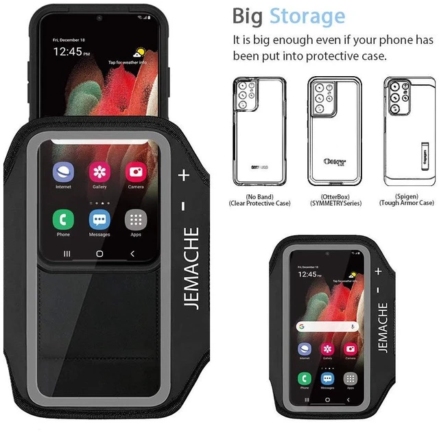 Alt view image 6 of 7 - Running Armband for Samsung Galaxy S26 S25 S24 S23 S22 (Black) | Water Resistant & Breathable Material, Workouts Arm Band with Earphone Holder