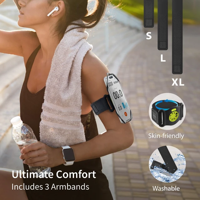 Alt view image 3 of 6 - Run Tie Connect Kit 2 - Magnetic, Quick Release Running Phone Armband | Magnet Clasp, Detachable & 360° Rotatable, Skin-Friendly Silicone Armband, Sport Arm Strap for Workout, Fits 4.7"-7.2" Phones