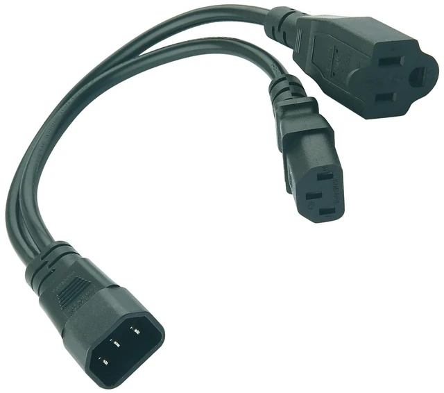 Main image of IEC 320 C14 to C13+5-15R Y Splitter Power Plug Cord C14 C13 Nema 5-15R Female Splitter Adapter Cable Cord