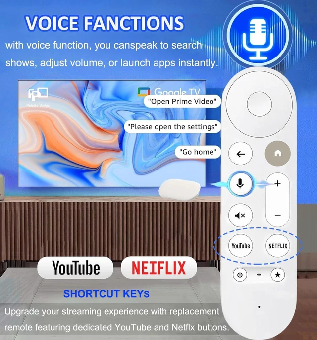 Alt view image 3 of 7 - NEW Replacement Voice Remote for Chromecast Google TV 4K HDTV, Remote Control for Google TV Streamer 4K BoxRemote Control, GA03131-US, GA01920-US