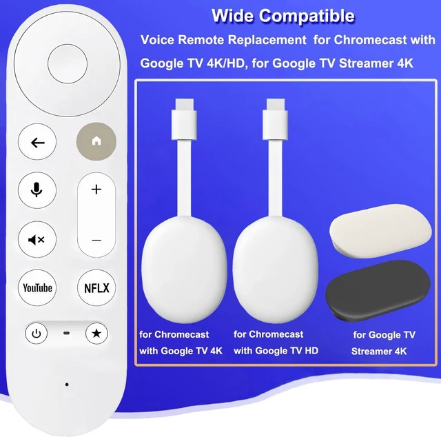 Alt view image 2 of 7 - NEW Replacement Voice Remote Control for Chromecast Google-TV 4K/ HD, for Google-TV-Streamer-Remote 4K, G9N9N GA01409-US GA01919-US GA01920-US GA01923-USGA01409-US