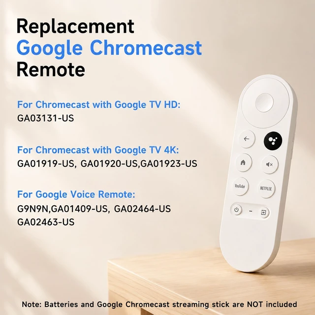Alt view image 5 of 7 - G9N9N Voice Remote Control Compatible with Chromecast 4k Snow | For Google GA01409-US, GA01919-US, GA01920-US, GA01923-US, GA02463-US, GA02464-US
