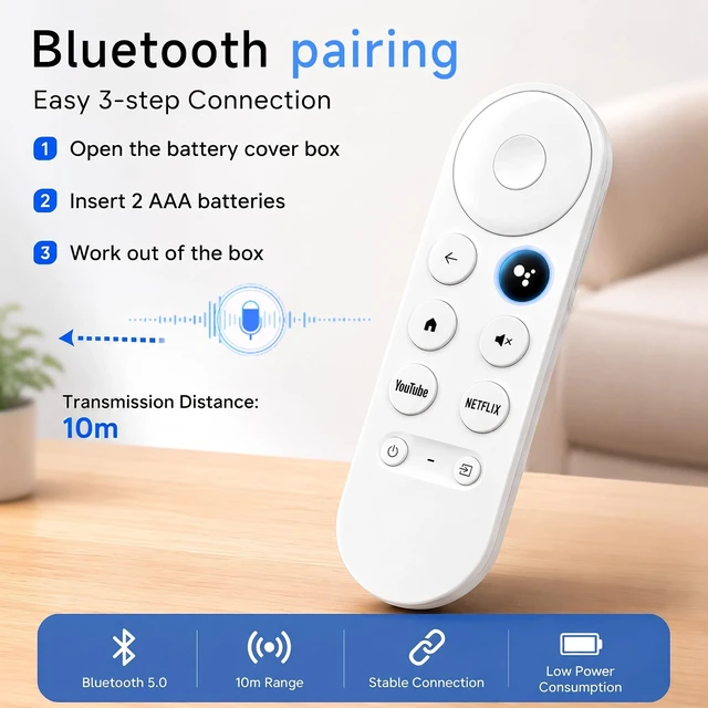 Alt view image 7 of 7 - G9N9N Voice Remote Control Compatible with Chromecast 4k Snow | For Google GA01409-US, GA01919-US, GA01920-US, GA01923-US, GA02463-US, GA02464-US