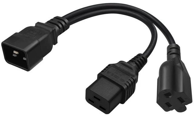 Main image of 0.32M/1FT IEC320 C20 to C19+515R Y Splitter Power Cord 16AWG | PVC outer jacket,spacesaving Yshape design,for server,PDU,UPS & office equipment