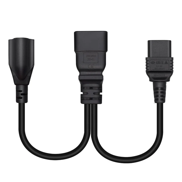 Alt view image 4 of 5 - 0.32M/1FT IEC320 C20 to C19+515R Y Splitter Power Cord 16AWG | PVC outer jacket,spacesaving Yshape design,for server,PDU,UPS & office equipment