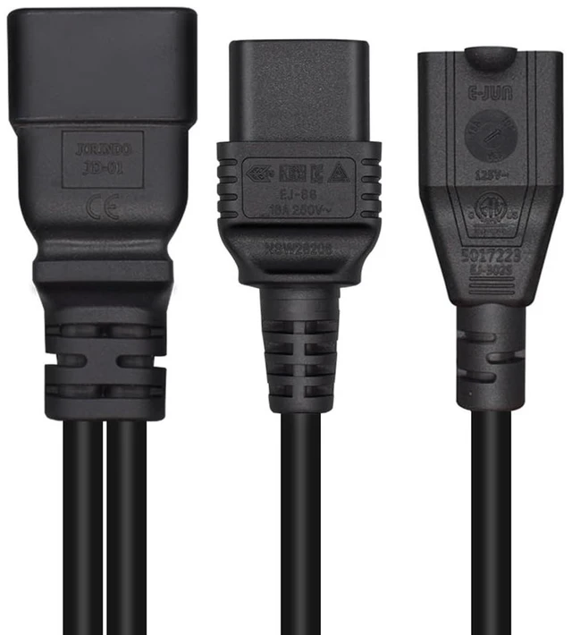 Alt view image 2 of 5 - 0.32M/1FT IEC320 C20 to C19+515R Y Splitter Power Cord 16AWG | PVC outer jacket,spacesaving Yshape design,for server,PDU,UPS & office equipment